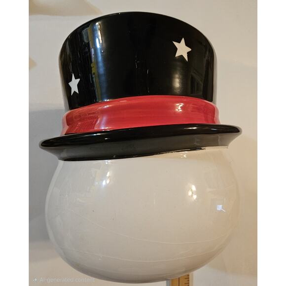 Edible Arrangements Snowman with Top Hat Ceramic Centerpiece Vase Planter Bowl - Picture 2 of 8